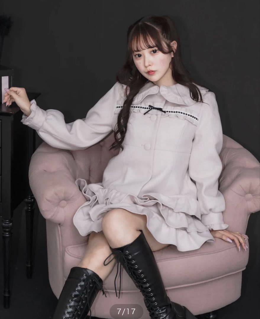 はしごレースティアードミニコート pium ピンク