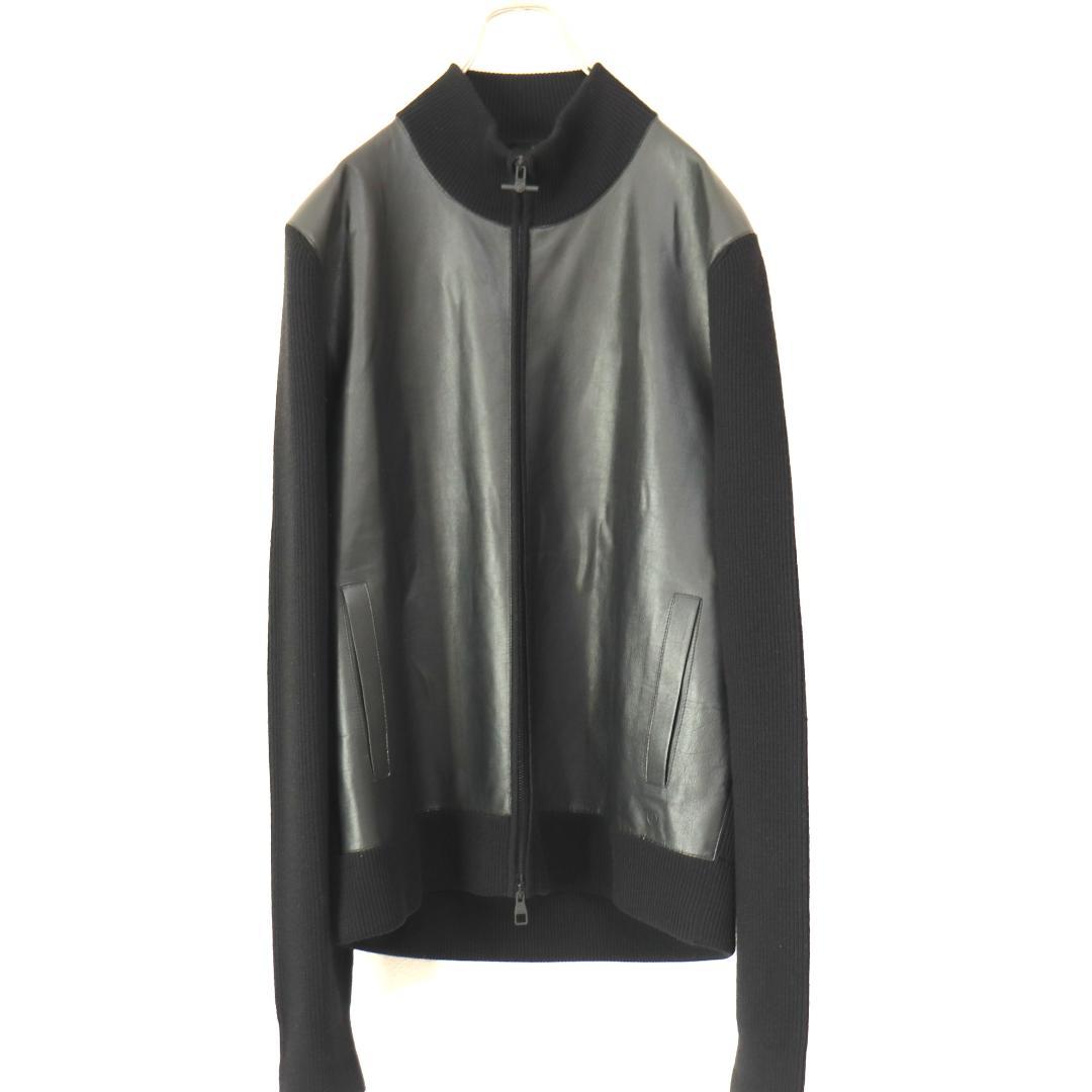 【希少】dumhill ダンヒル　レザーニット切替ジャケット　M イタリア製