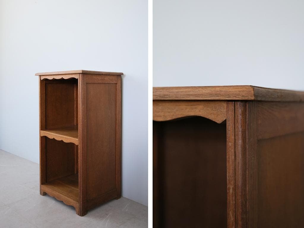 フランスアンティーク木製ブックシェルフ/本棚/飾り棚/食器棚/花台(90-209