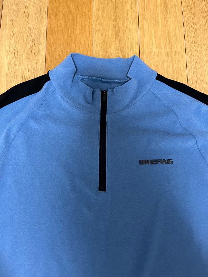 BRIEFING ブルー ハーフジップ ストレッチシャツ