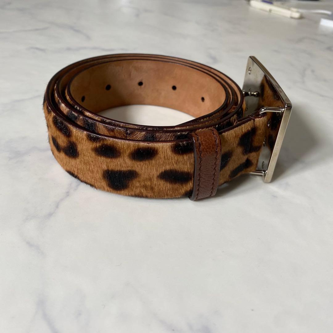 【美品】ドルチェアンドガッバーナ　ベルト　レオパード　プレート　台座　イタリア製