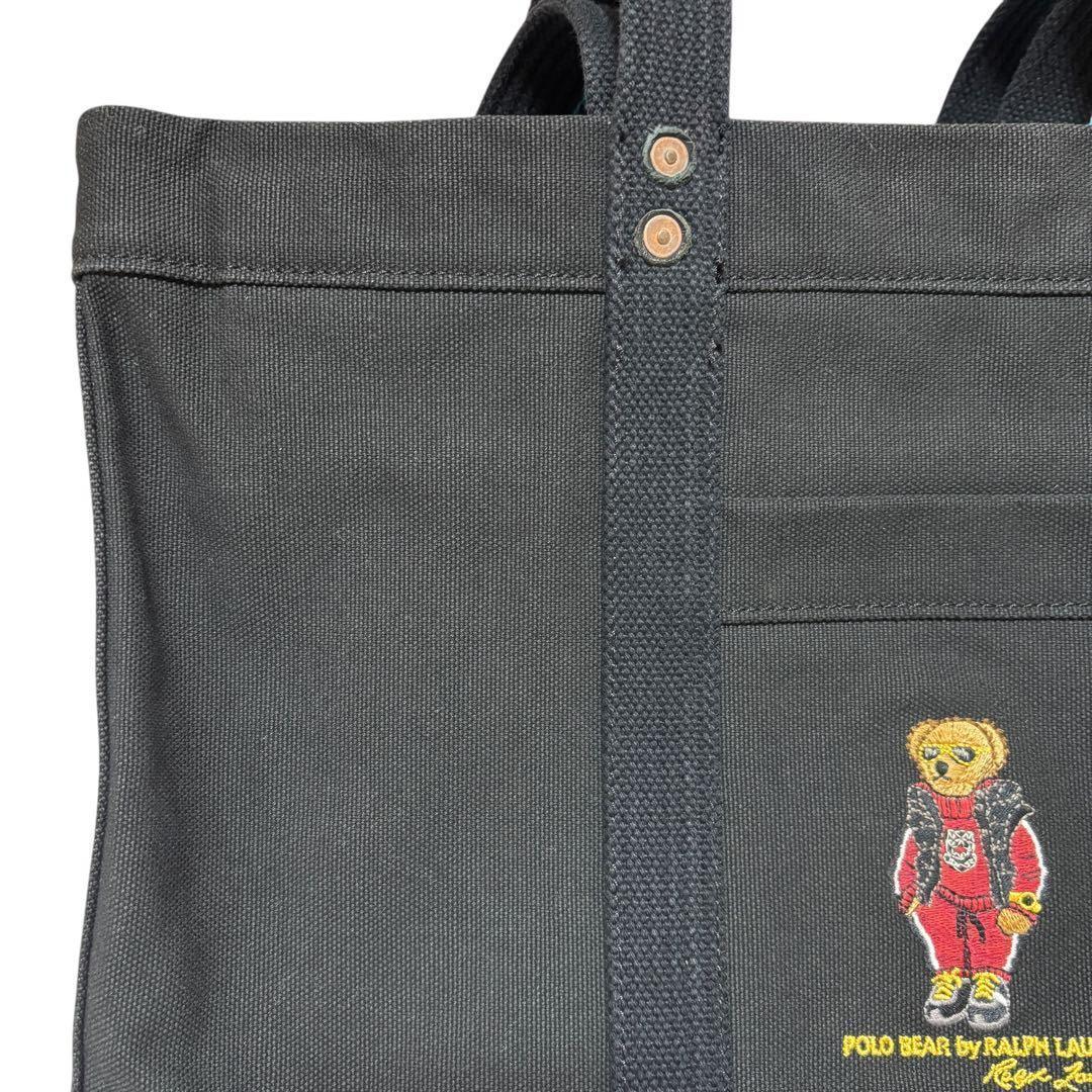 ポロ ラルフローレン ポロベア キャンバス トートバッグ サングラスベア 黒