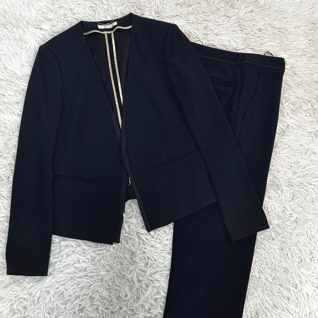 極美品　BEIGE ベイジ　ノーカラージャケット　パンツスーツ セットアップ