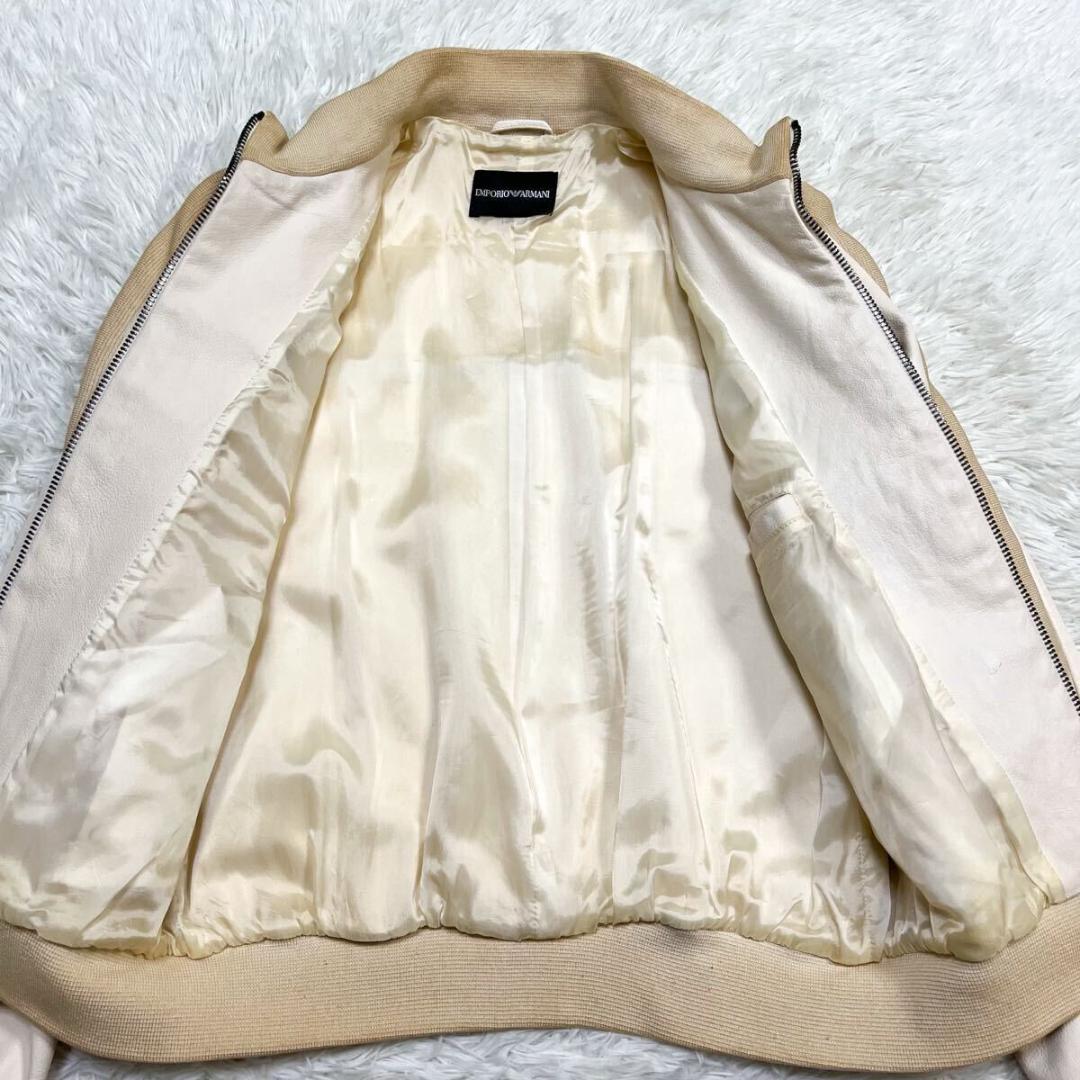 希少色 エンポリオアルマーニ レザージャケット 切替 黒タグ ダブルジップ