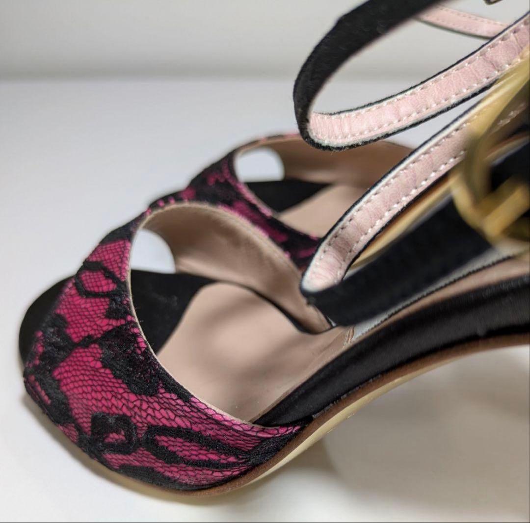 comme if faut コムイルフォー 34赤黒金レースダンスタンゴシューズ