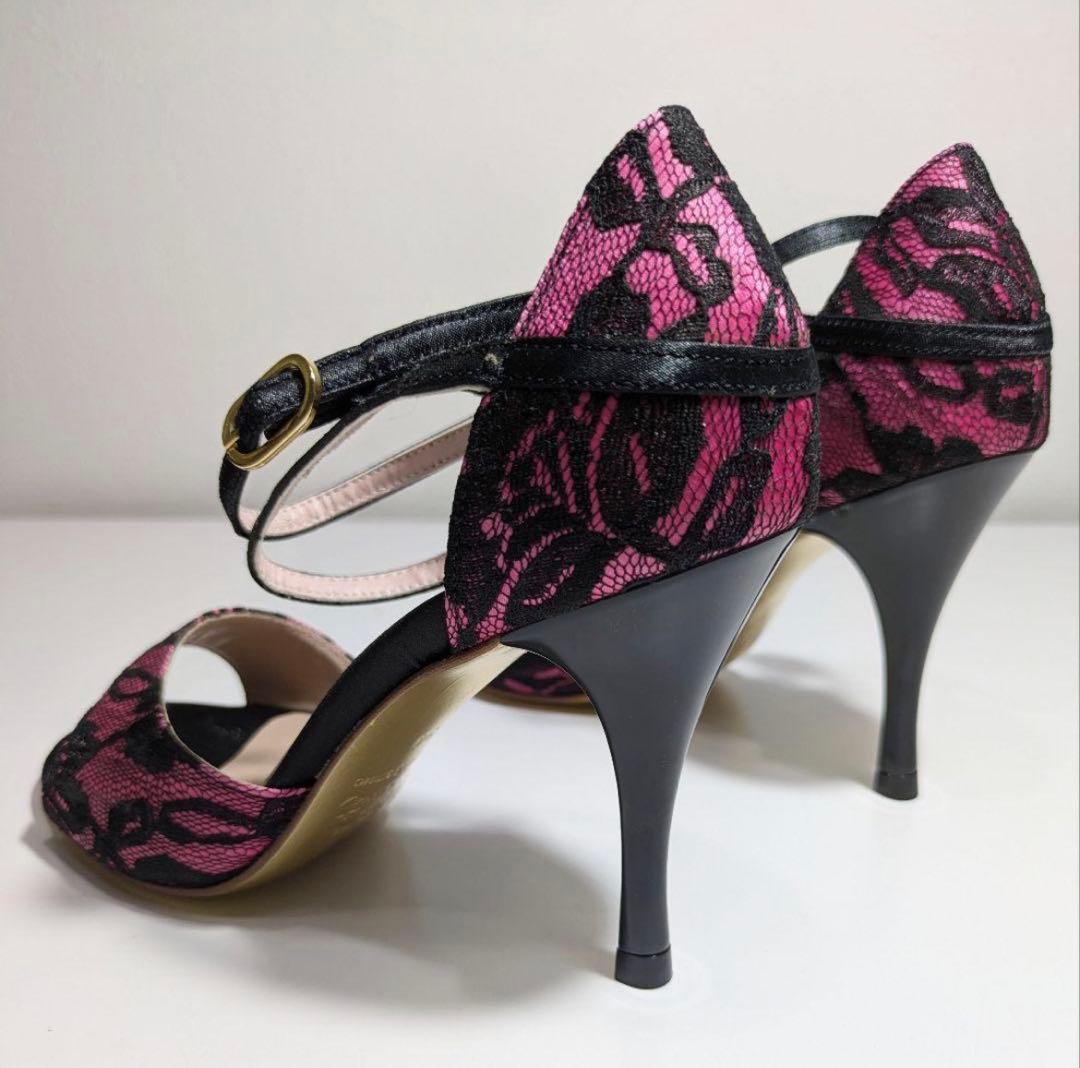 comme if faut コムイルフォー 34赤黒金レースダンスタンゴシューズ