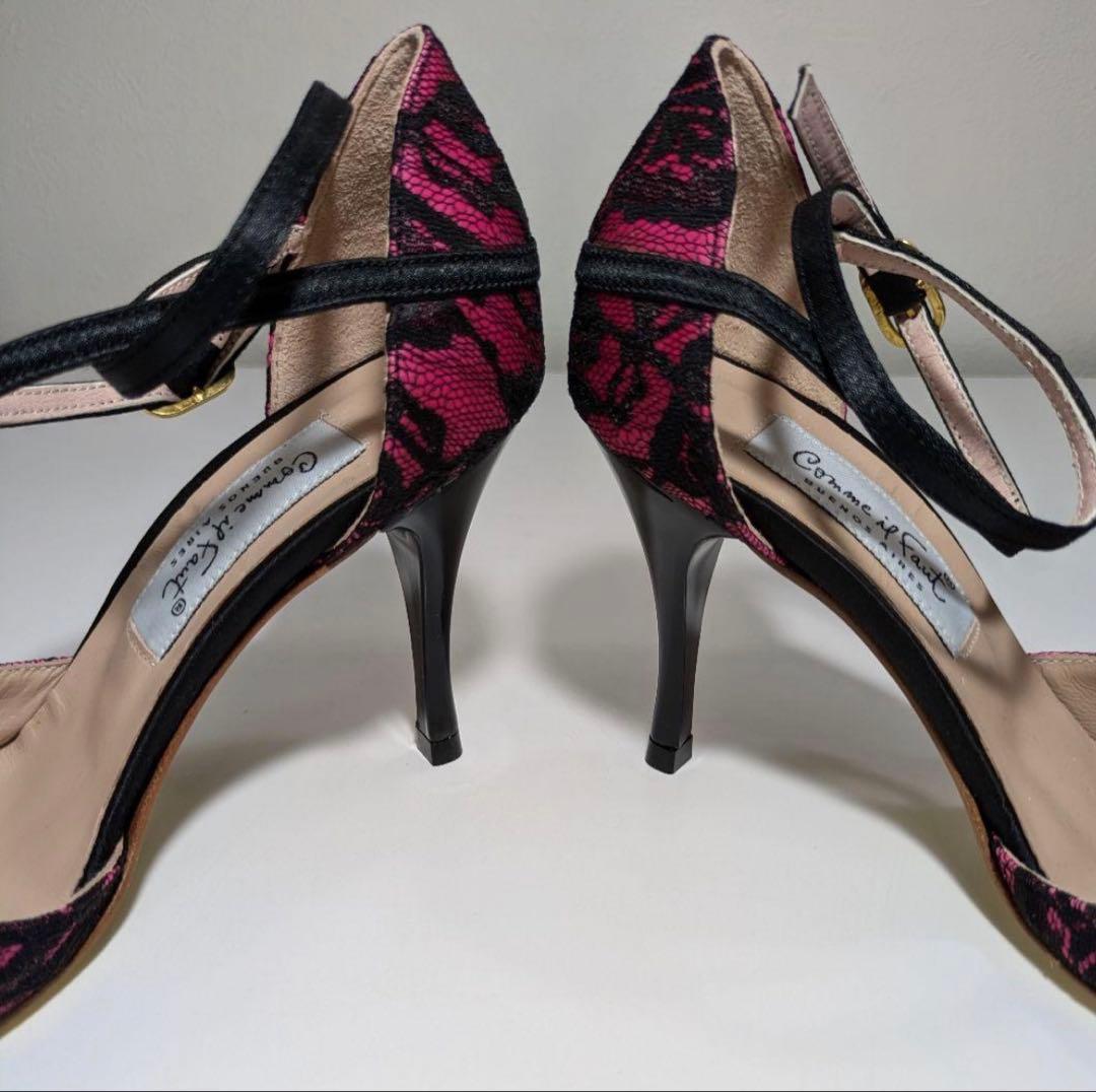 comme if faut コムイルフォー 34赤黒金レースダンスタンゴシューズ