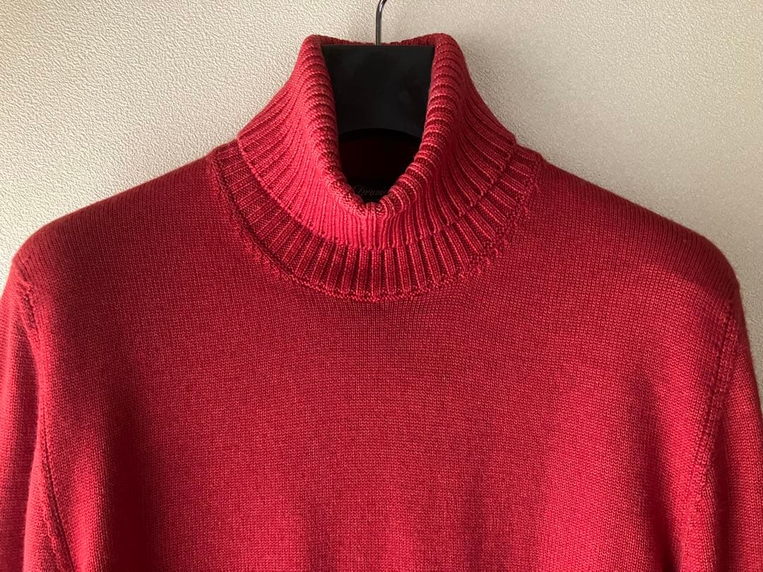 Drumohr ウール 8G タートルネックニット 後染め レッドブラウン 46