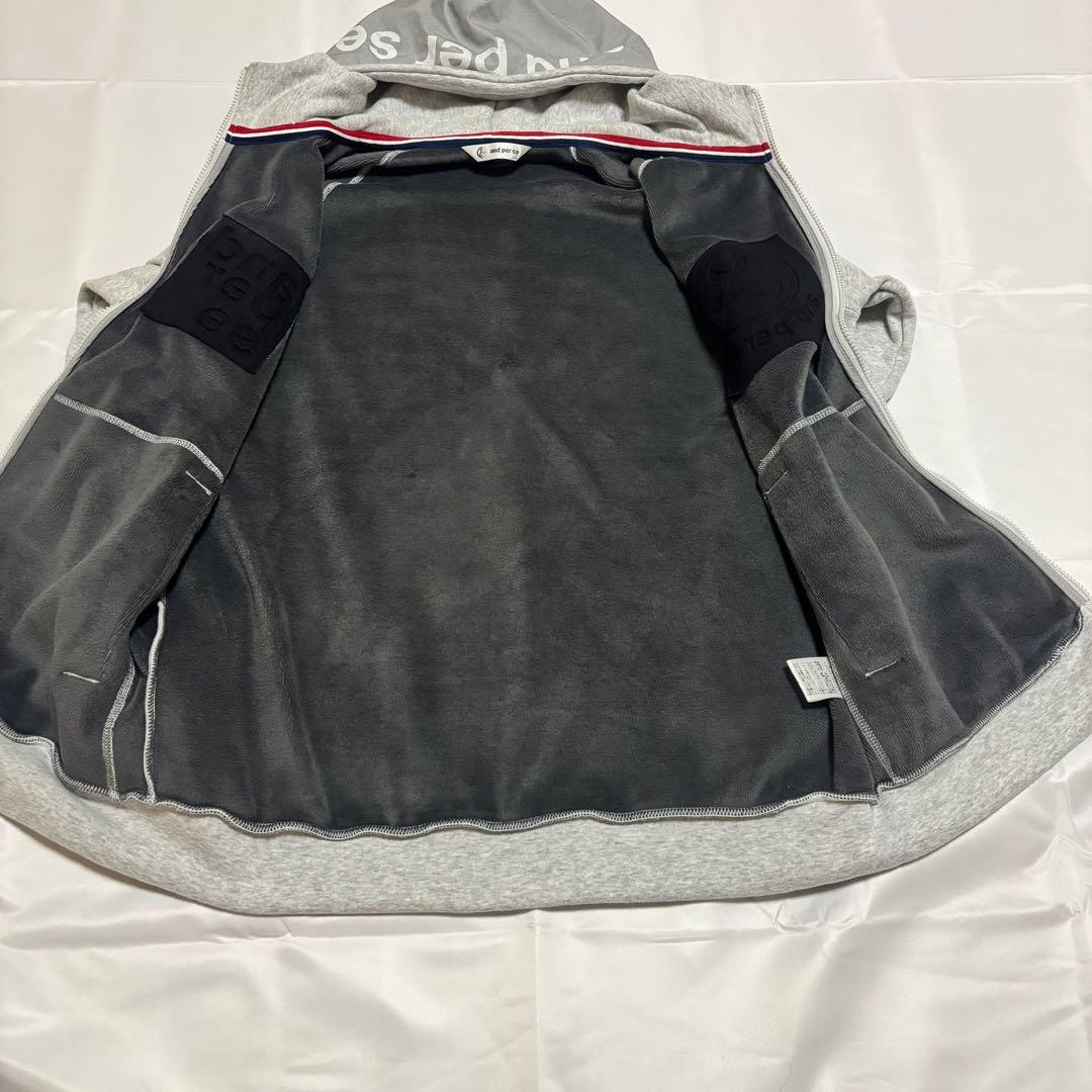 アンパスィ　and per se 長袖ダブルジップパーカー　グレー　LL