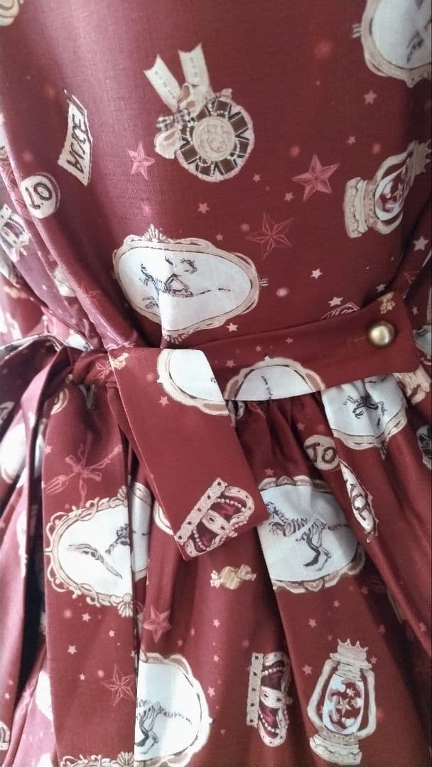 No.2877_to alice_ボルドーくまちゃん柄ケープ風コート2点セット