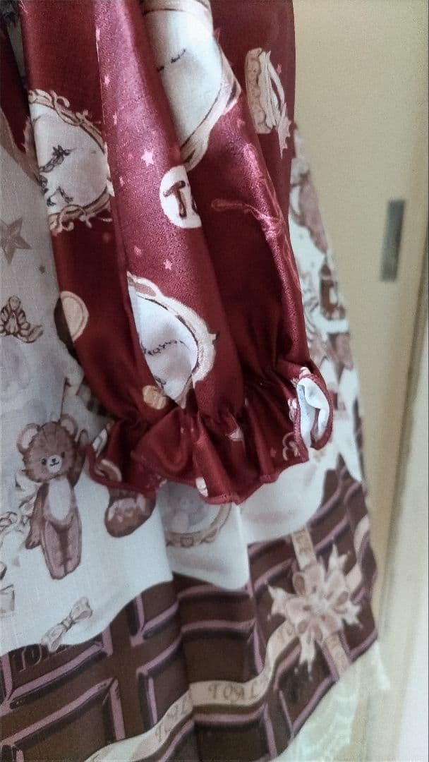 No.2877_to alice_ボルドーくまちゃん柄ケープ風コート2点セット