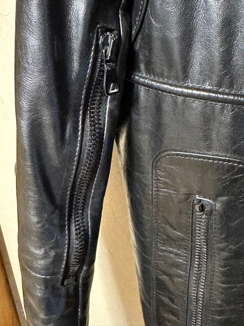 バルマンBALMAIN 黒レザーライダースジャケット サイズ52