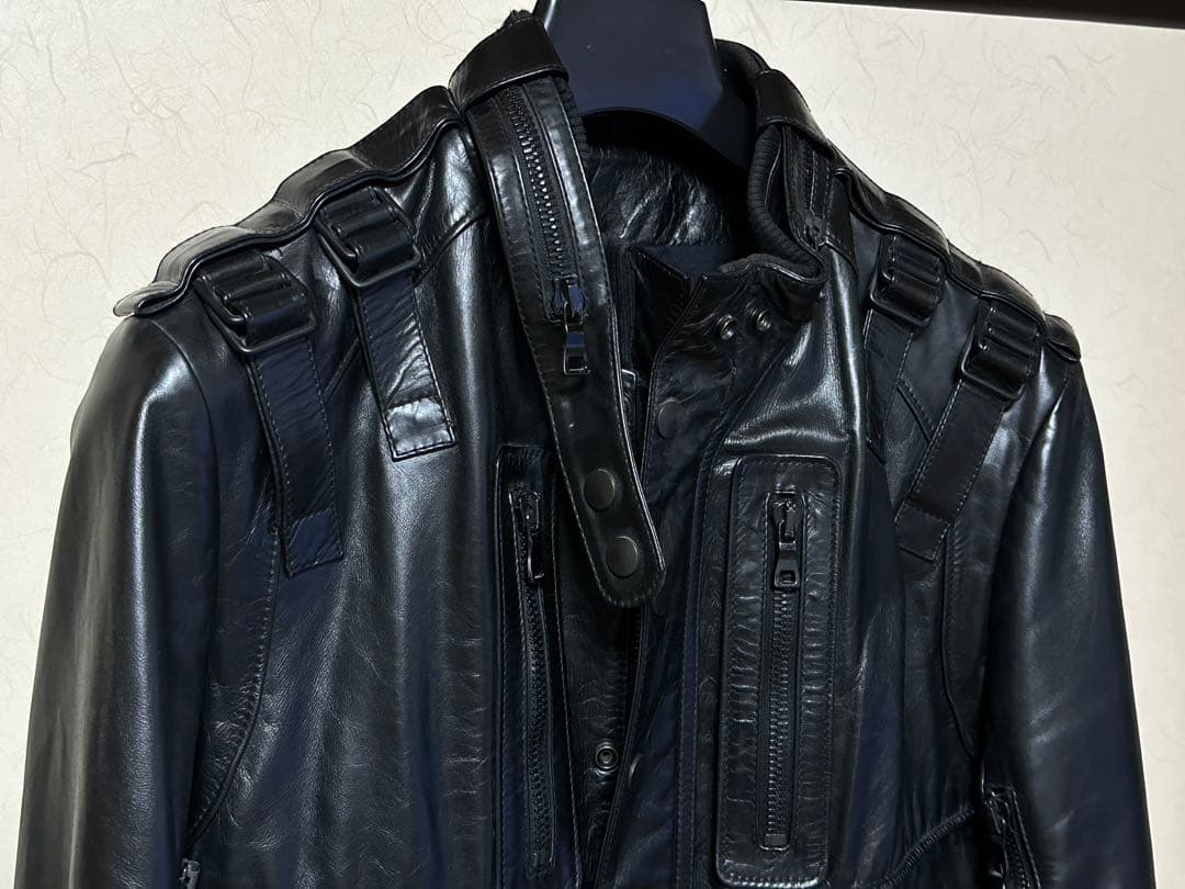 バルマンBALMAIN 黒レザーライダースジャケット サイズ52