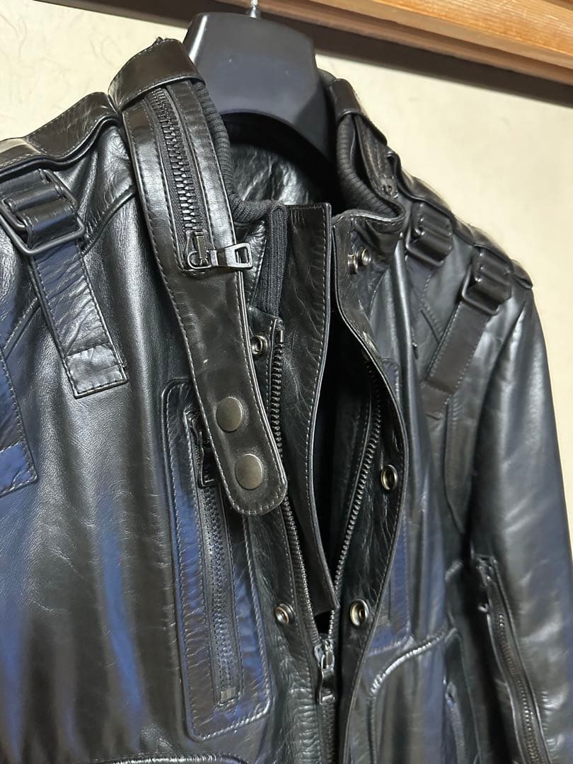 バルマンBALMAIN 黒レザーライダースジャケット サイズ52