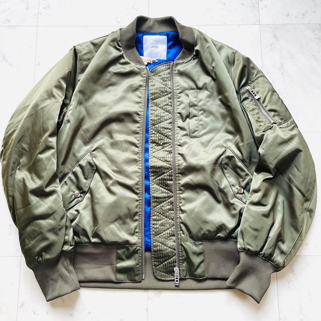 美品 UN3D. アンスリード MA-1 ブルゾン 中綿入り カーキ 36