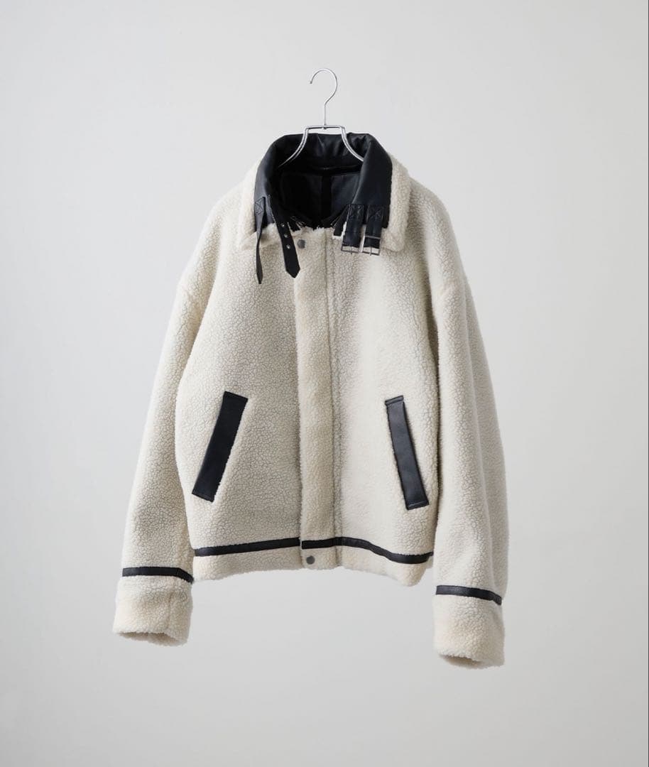 【CLEL】 4way リバーシブルフェイクムートンジャケット ネロピザ