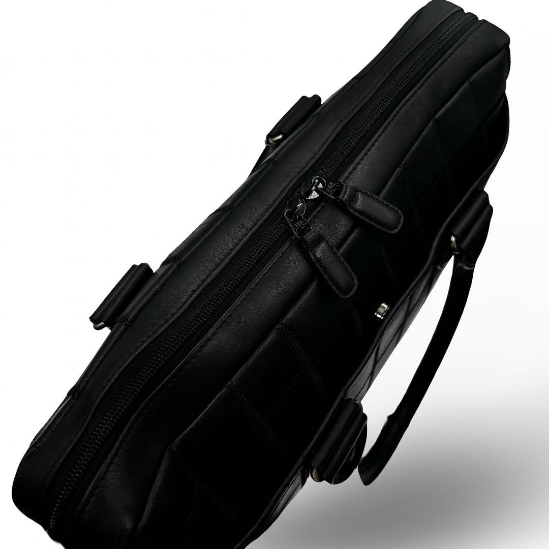 【新品タグ付き】トライオン　ビジネスバッグ　レザー　ブラック　通勤通学　大容量