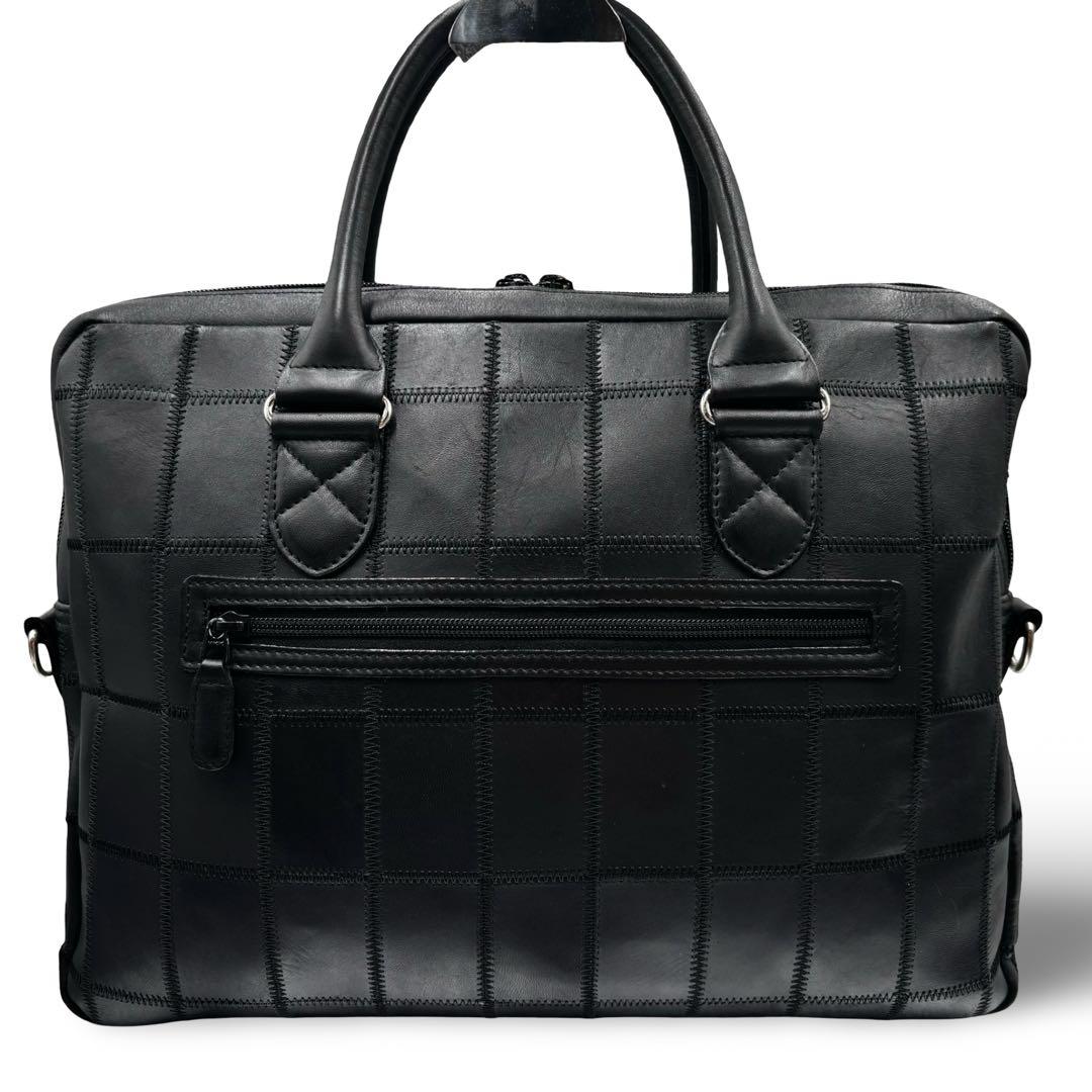 【新品タグ付き】トライオン　ビジネスバッグ　レザー　ブラック　通勤通学　大容量