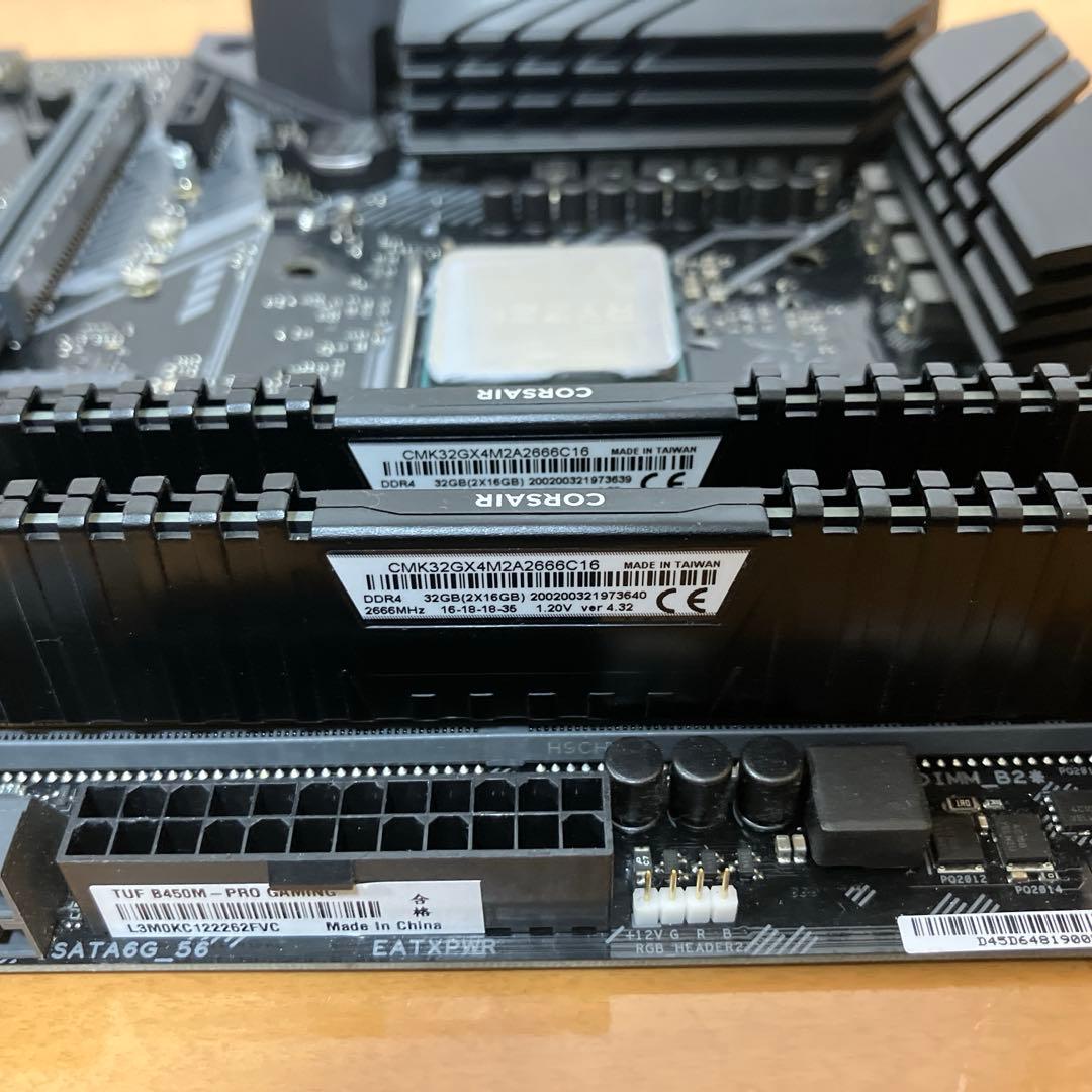 TUF B450M-PRO GAMING、Ryzen 5 3600、メモリ32G