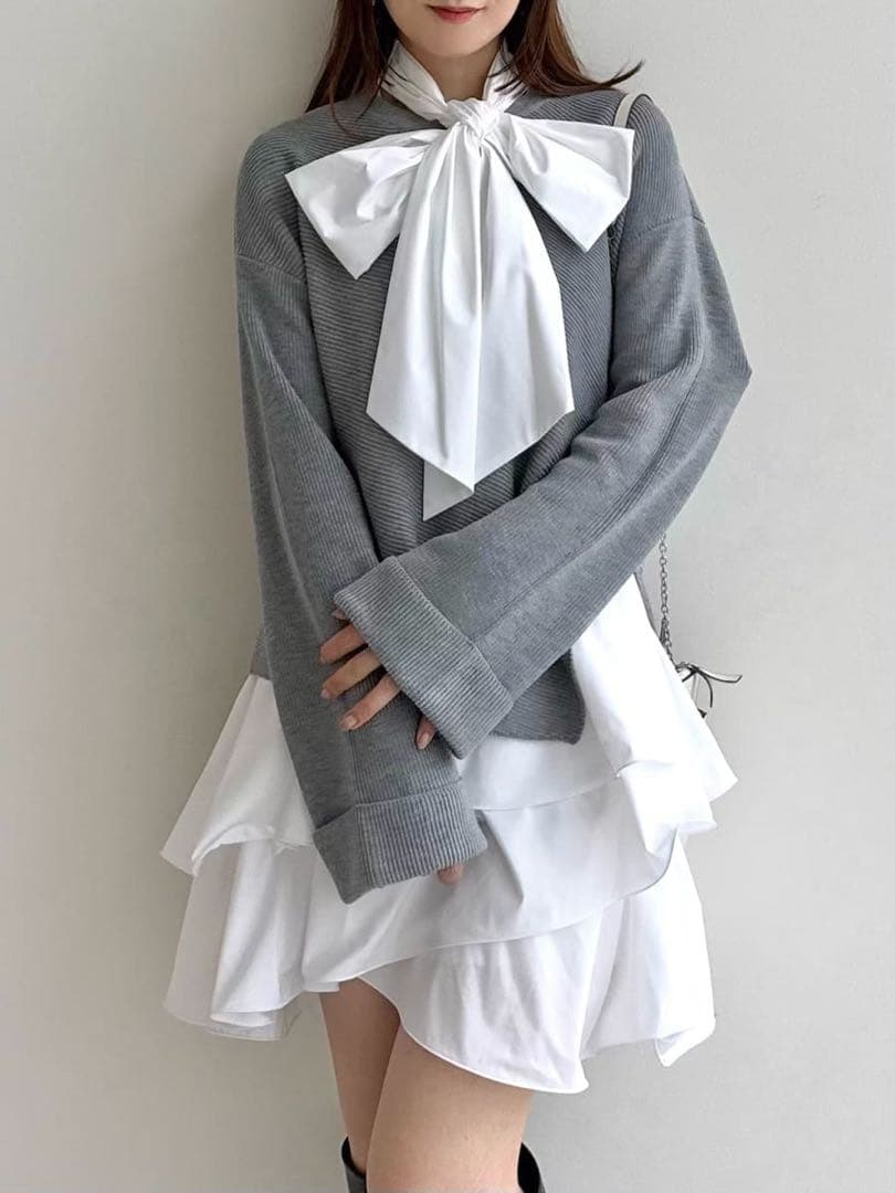 新作新品タグ付き　フレイアイディー♡ リボンタイコンビニットチュニック