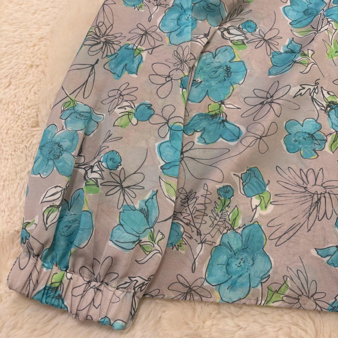 TOMORROWLAND アネモネプリント ギャザースタンドカラーブラウス 36