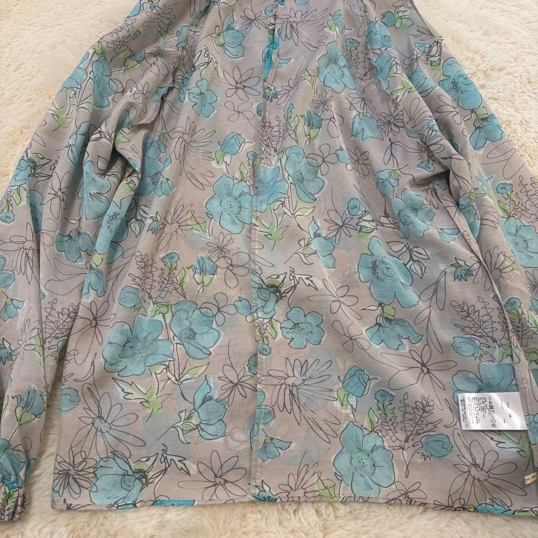 TOMORROWLAND アネモネプリント ギャザースタンドカラーブラウス 36