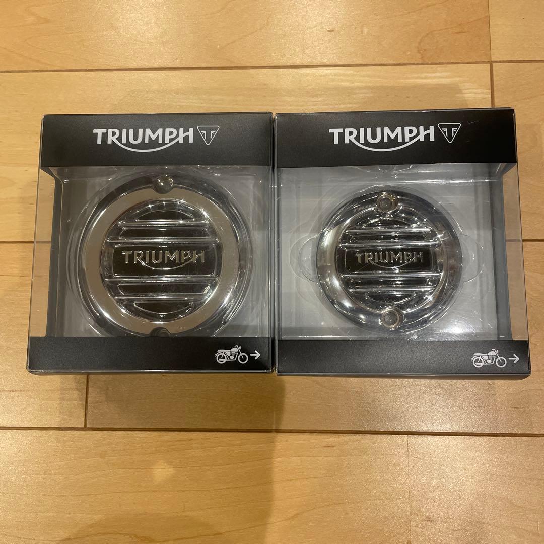 TRIUMPH ボンネビルシリーズ クロームクラッチバッジ＆クロームACGバッジ