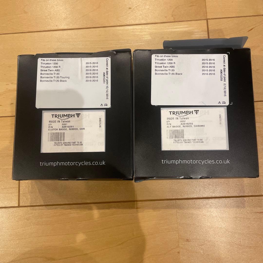 TRIUMPH ボンネビルシリーズ クロームクラッチバッジ＆クロームACGバッジ