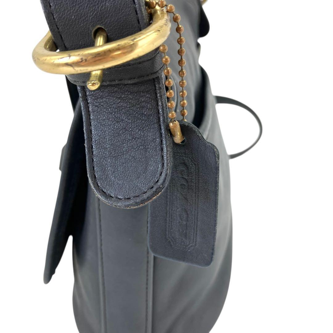 【希少】USA製 オールドコーチ レザーショルダーバッグ 黒 斜め掛け 男女兼用