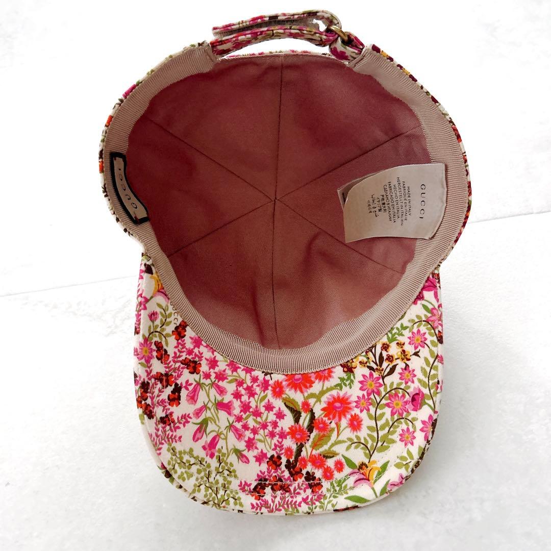 美品✨現行グッチ　フローラル　FLORAL PRINT HATキャップボタニカル