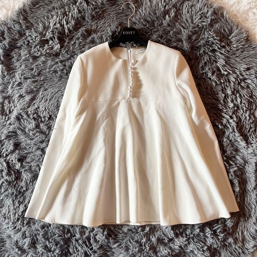 美品✨ ヨーコチャン パールAライントップス ロングスリーブ 近年 40 白