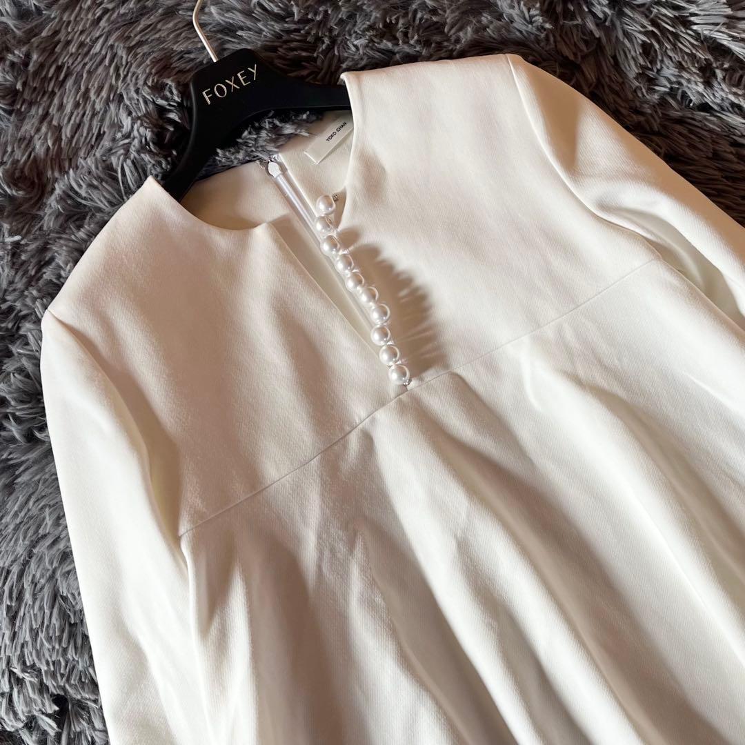 美品✨ ヨーコチャン パールAライントップス ロングスリーブ 近年 40 白