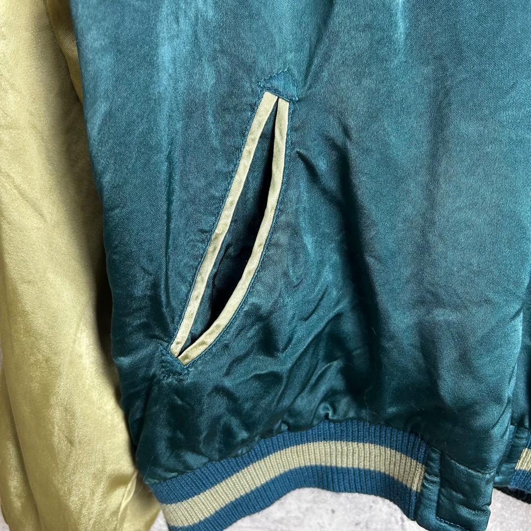 金魚 蝶 刺繍 花旅楽団 スカジャン L レーヨン GRN