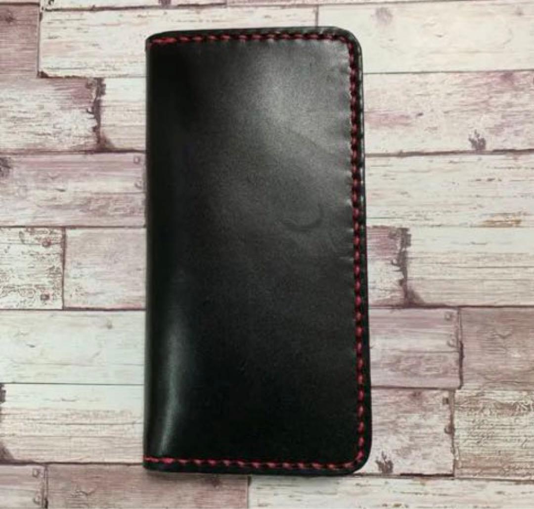 栃木レザー　ブラック　iPhoneケース　スマホケース　手帳型　本革