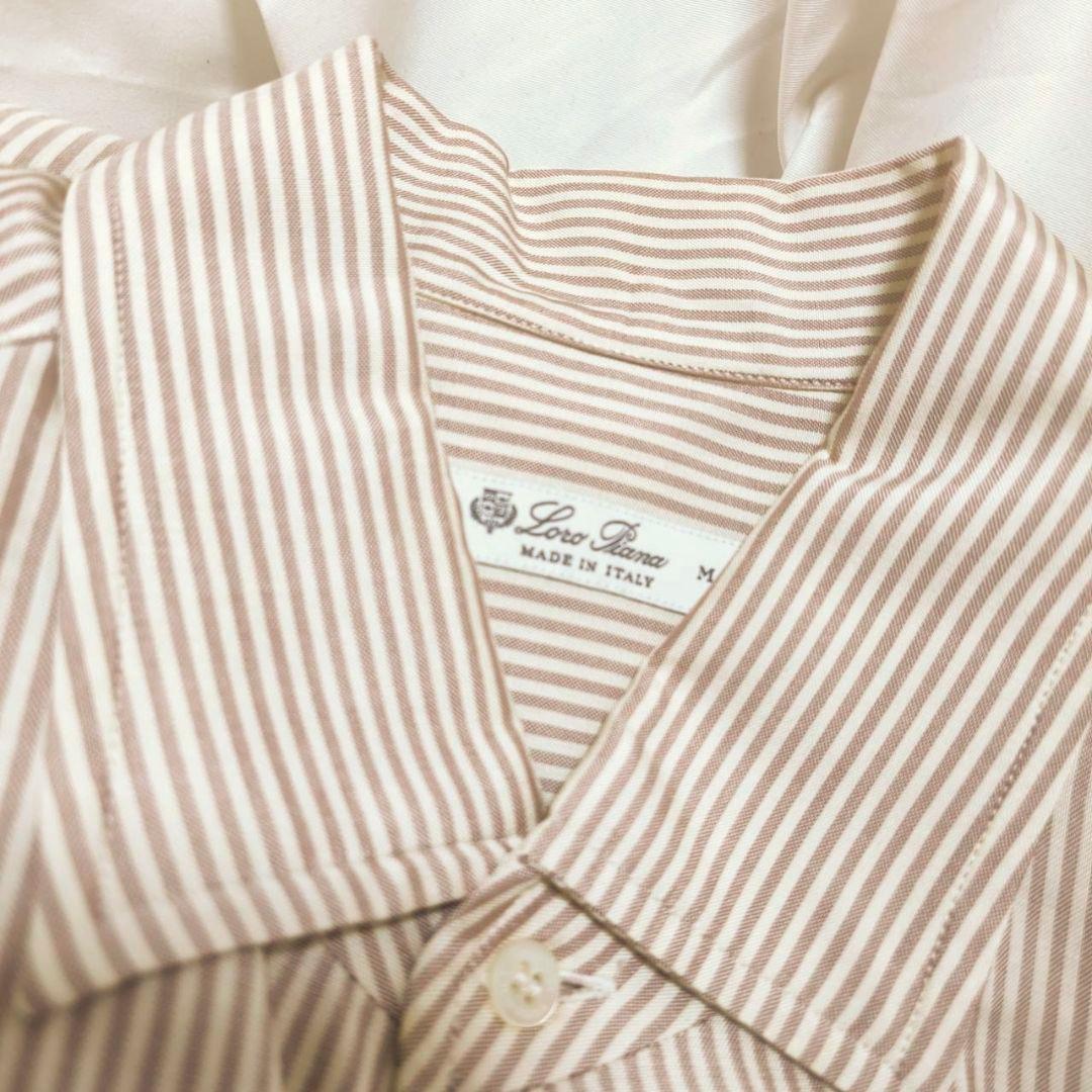 美品✨ロロピアーナ シルク100% ストライプシャツ ベージュ M