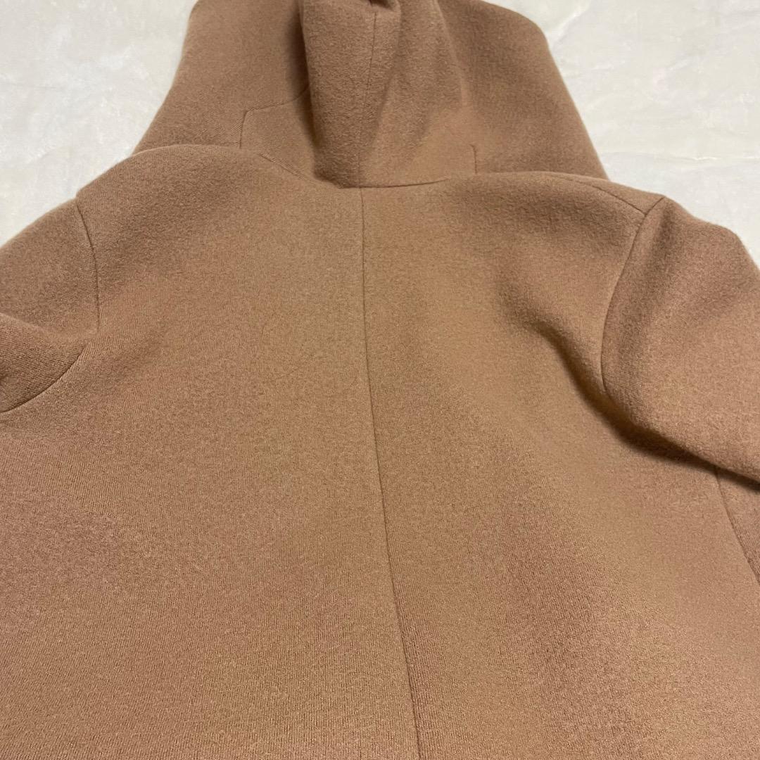 ヨシエ　イナバ　ミドル丈　コート　毛　ベージュ　フード