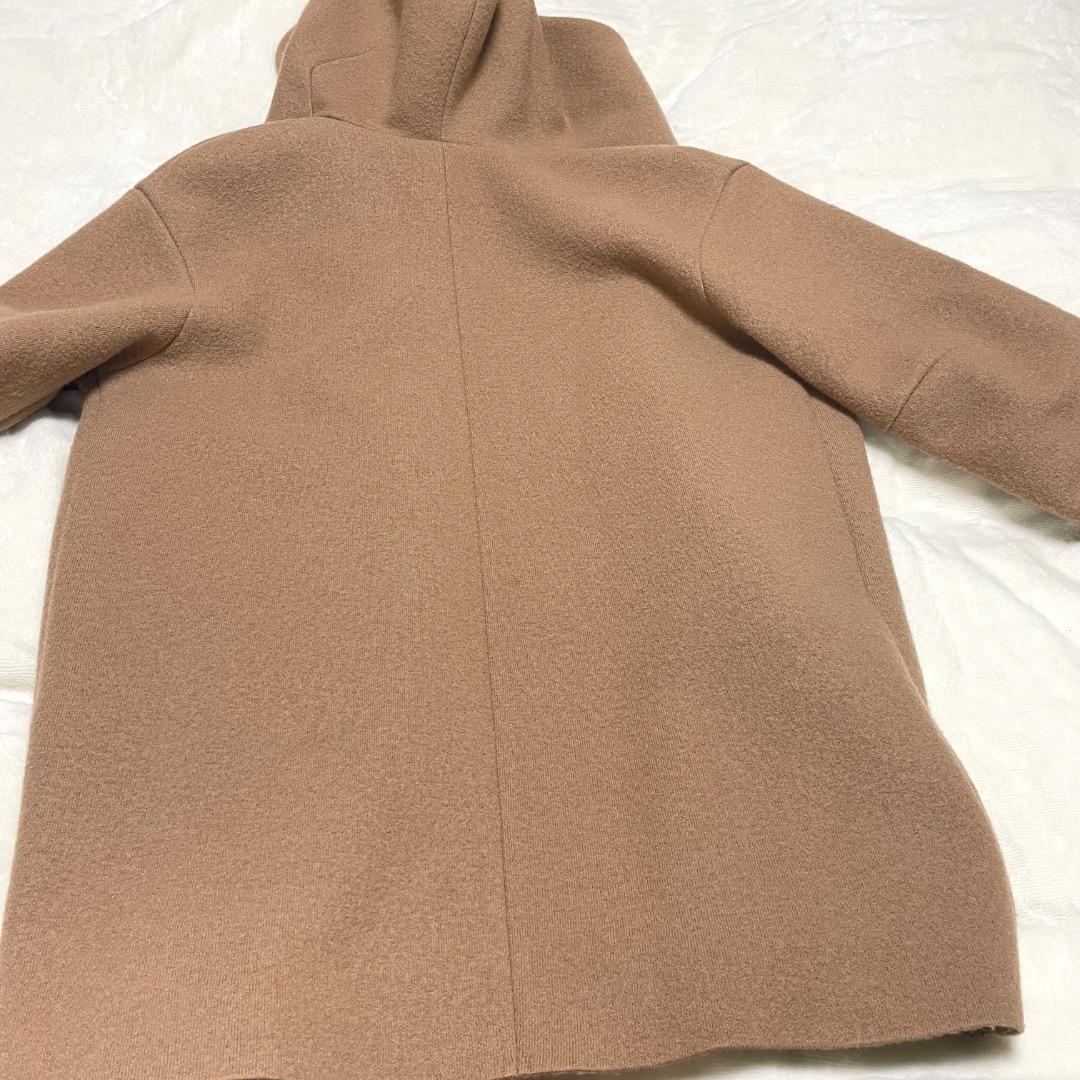 ヨシエ　イナバ　ミドル丈　コート　毛　ベージュ　フード
