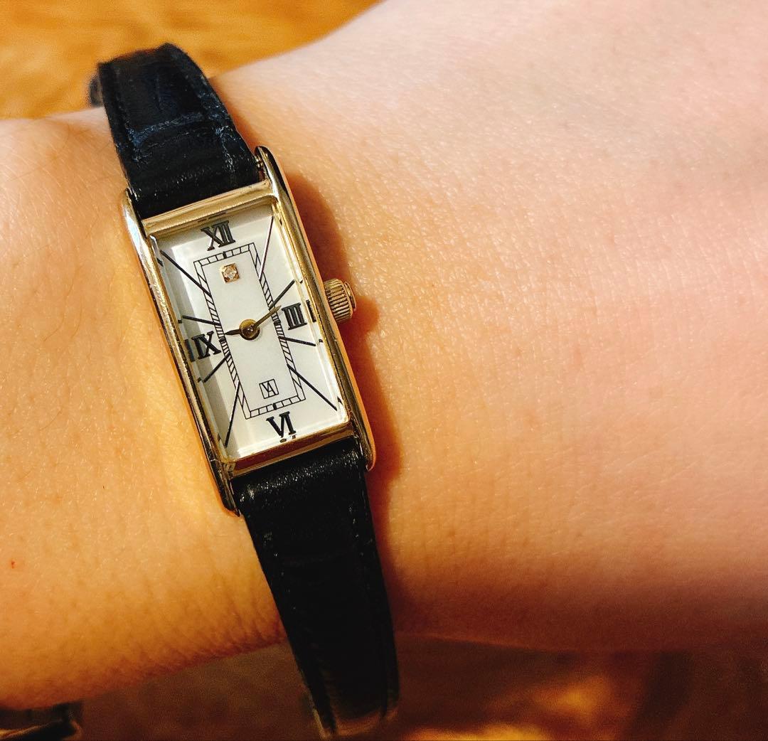 訳あり　ヴァンドーム青山　レクタングルウォッチ　ブラック　購入時59,400円