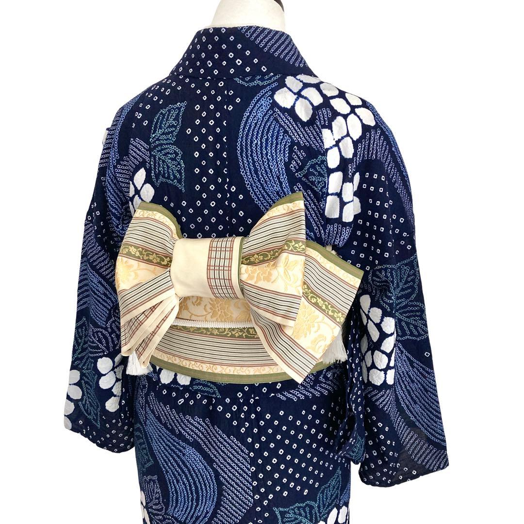 ™️82/34 身丈151 紫陽花　有松絞り　絞り染め　絞り浴衣　総絞り　浴衣