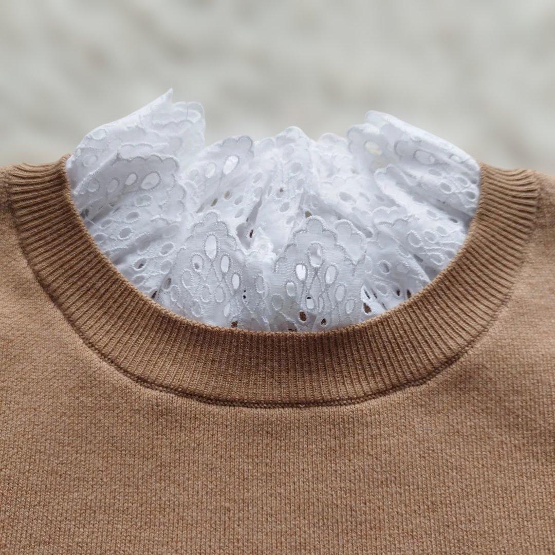 美品✨エンフォルド ウールコットンフリルプルオーバー レース ベージュ 38