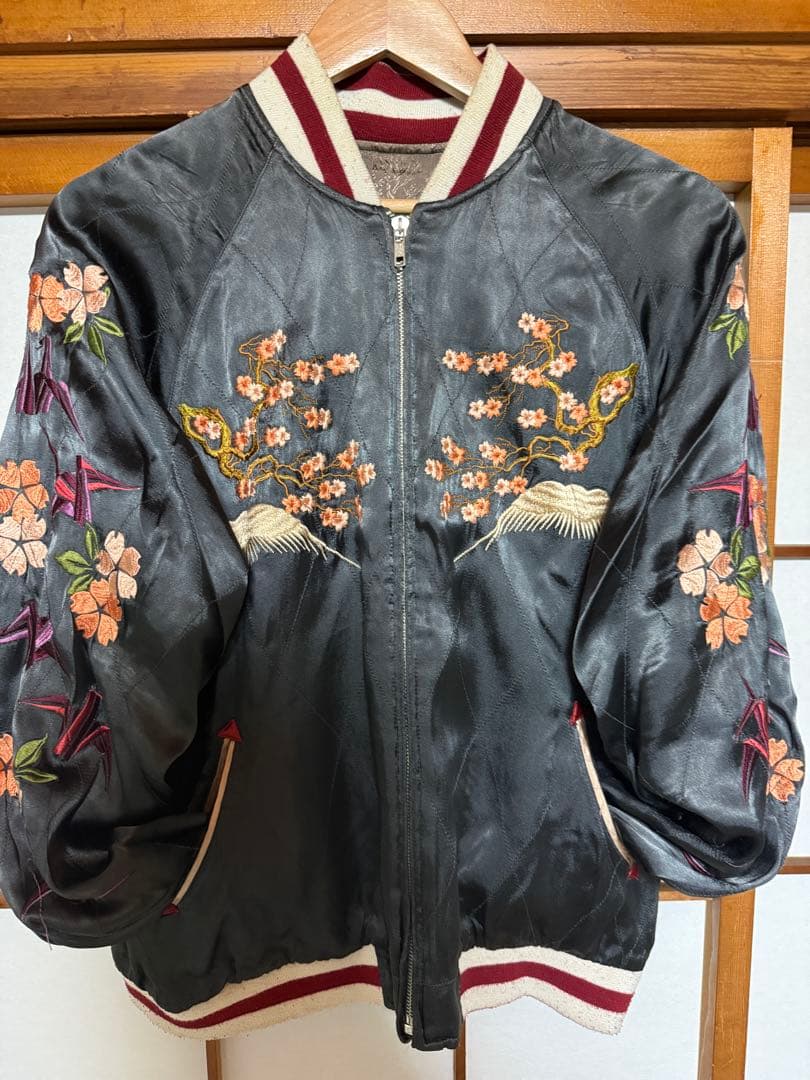 花旅楽団 SCRIPT スクリプト リバーシブルスカジャン 芸者 鶴 Mサイズ