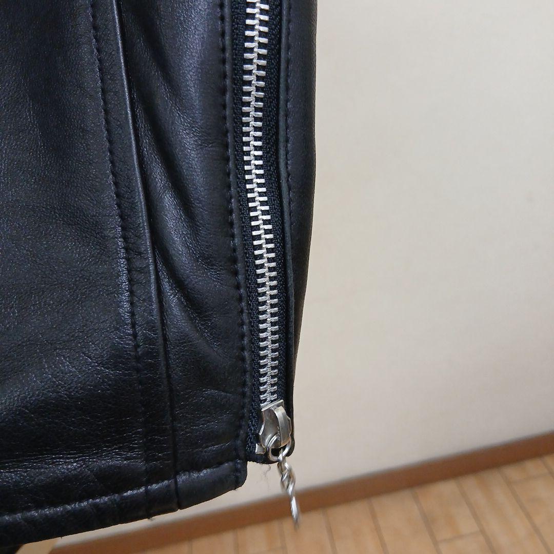 レトログレード襟つきシングルライダースシープスキン