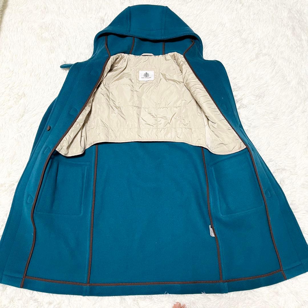 OLD ENGLAND ダッフルコート　ヘリンボーン ライナー付 牛革 ブルー