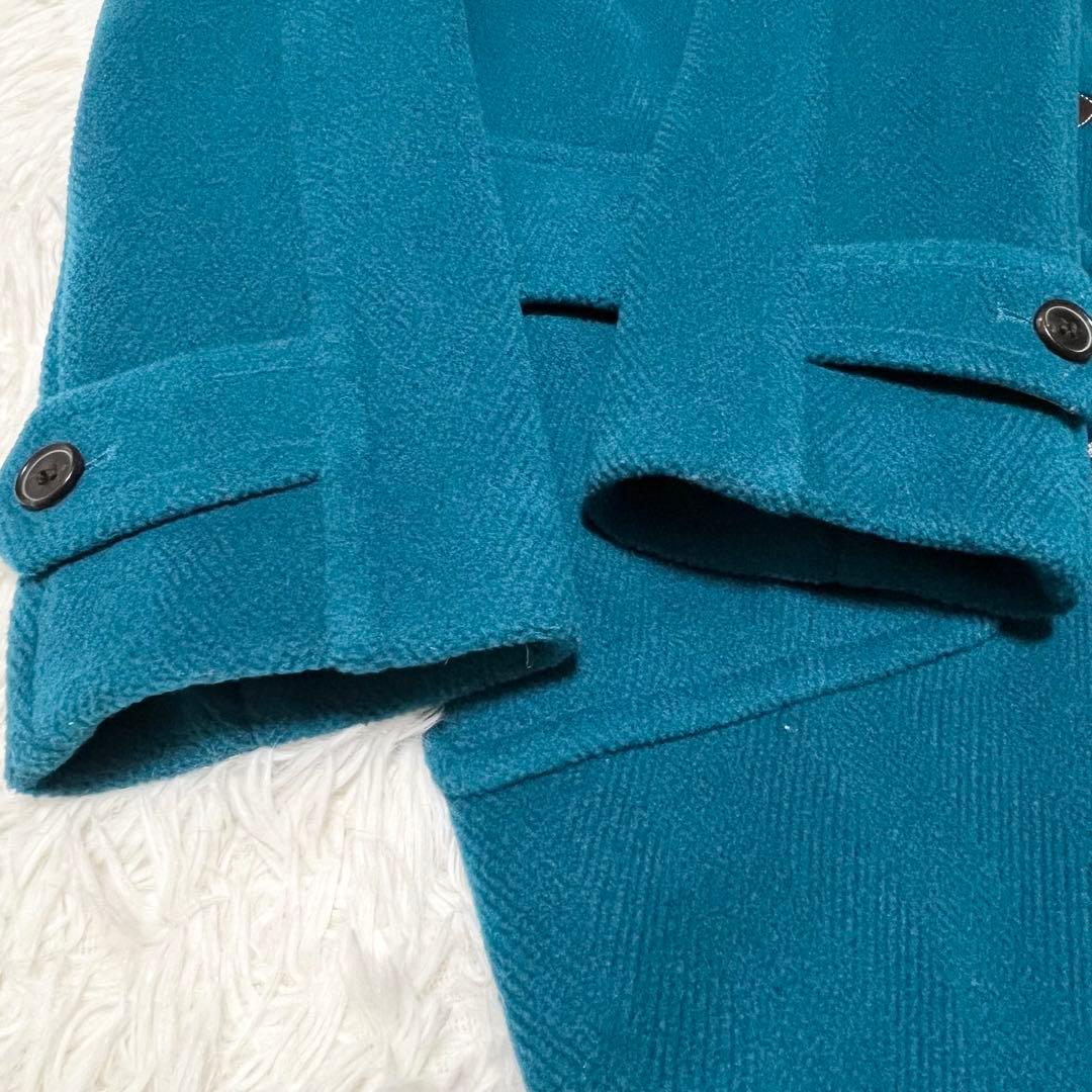 OLD ENGLAND ダッフルコート　ヘリンボーン ライナー付 牛革 ブルー