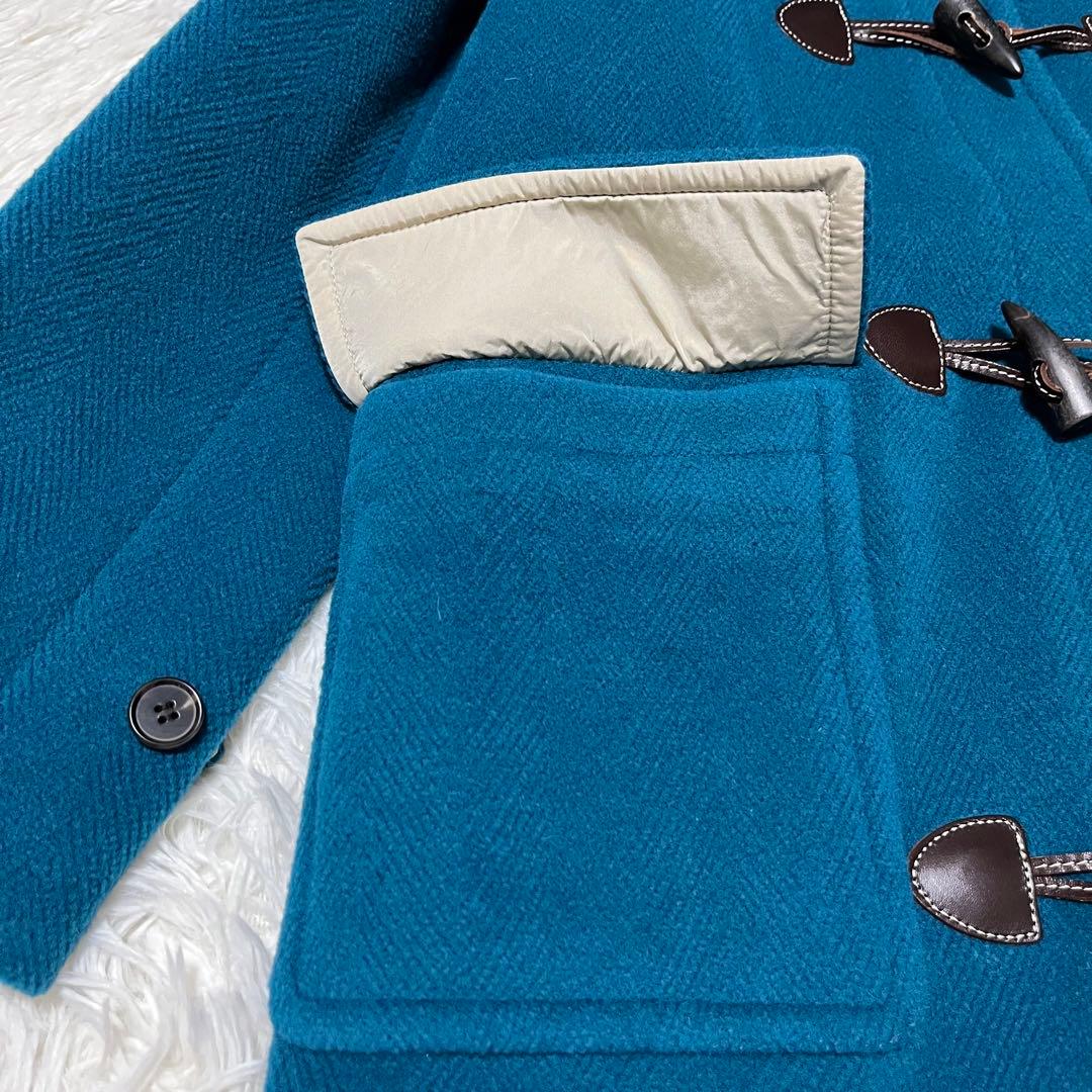 OLD ENGLAND ダッフルコート　ヘリンボーン ライナー付 牛革 ブルー