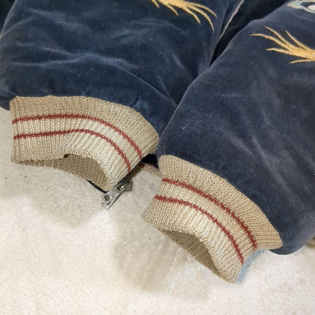 テーラー東洋 スカジャン 別珍 虎 鷹 希少 Lサイズ ブラック リバーシブル