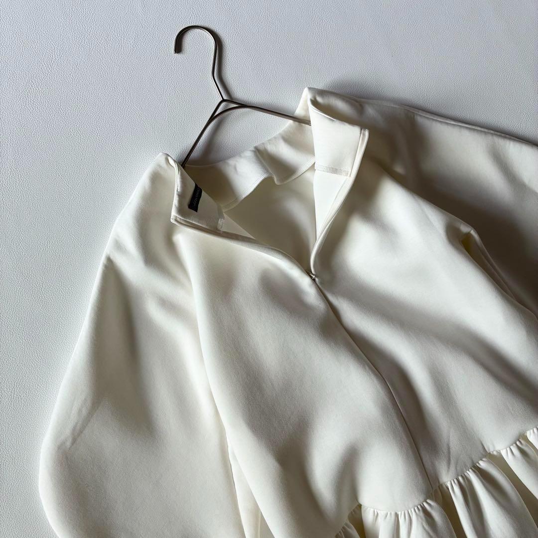 ツルバイマリコオイカワ　ペプラムブラウス　ホワイト　もちもち生地　ウォッシャブル