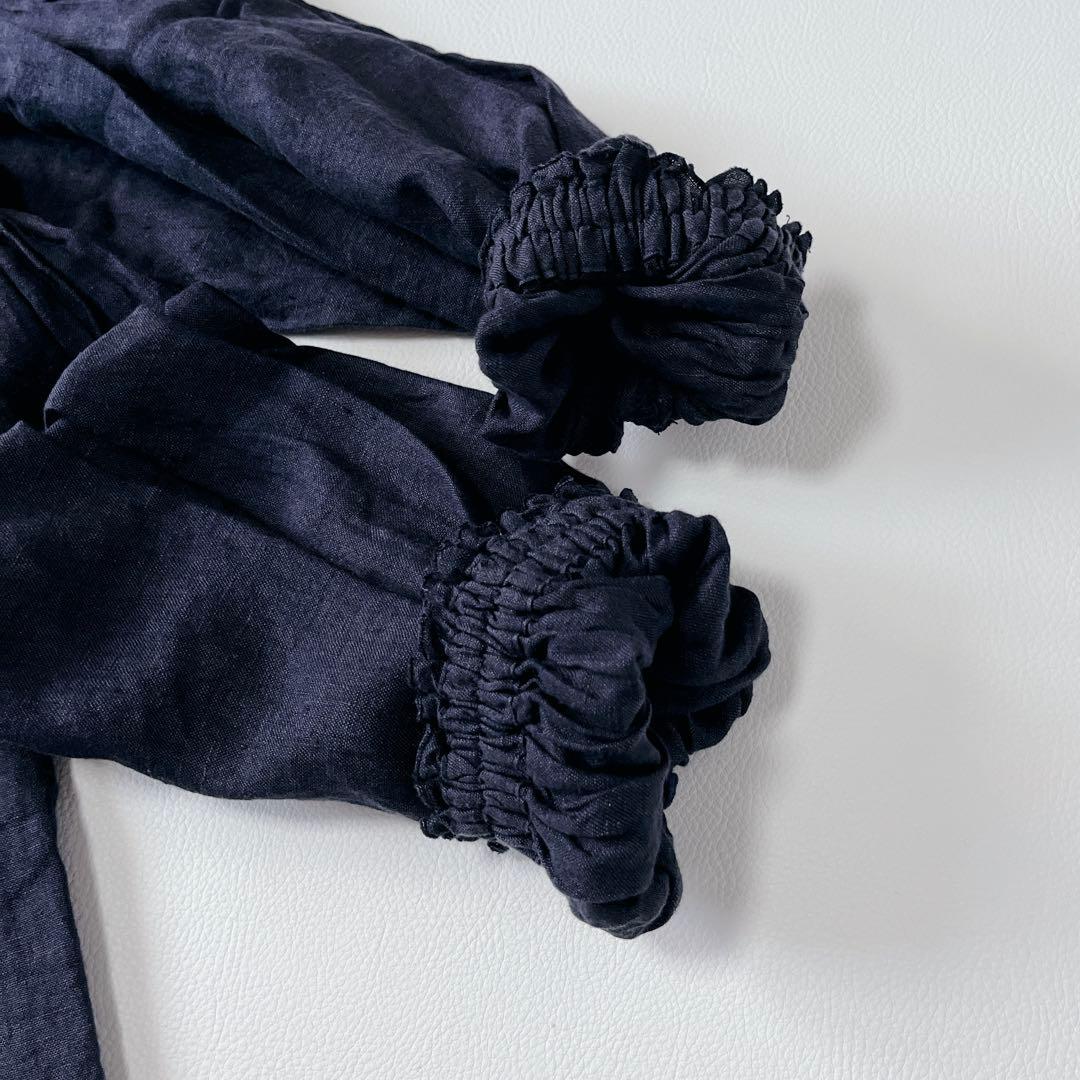 美品✨nest Robe リネン100%ゆったり　長袖シャツ　ブラウス　濃紺
