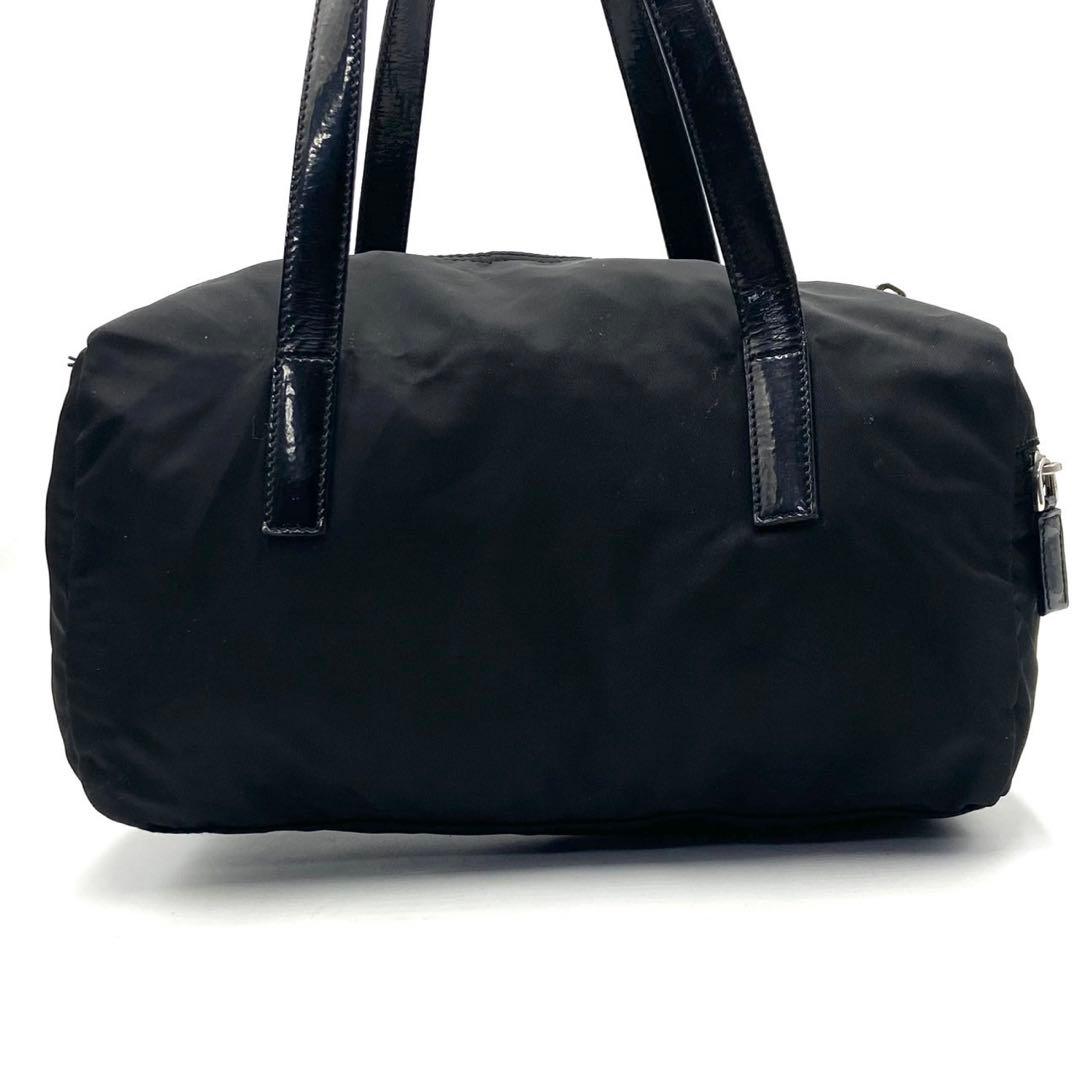 プラダ 三角ロゴ アイコン ハンドバッグ ミニボストン ナイロン レザー 黒