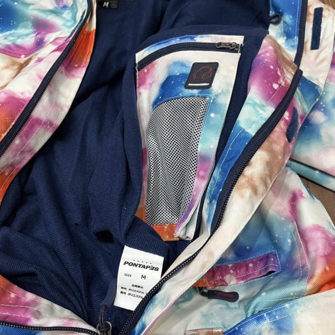 PONTAPES スノーボードウェア つなぎ スキーウェア 総柄 フード M